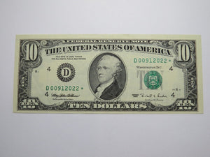 $10 1995 Federal Reserve Bank STAR Note Bill Currency Birthday Serial Number AU+