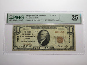 $10 1929 Knightstown Indiana IN National Currency Bank Note Bill #9152 VF25 PMG