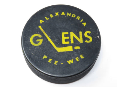 Vintage Alexandria Glens Pee-Wee Game Used Ontario Canada Official Hockey Puck