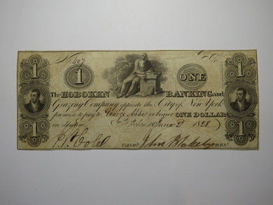 $1 1828 Hoboken New Jersey NJ Obsolete Currency Bank Note Bill Grazing Company