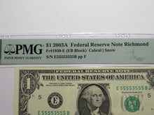 Load image into Gallery viewer, $1 2003 Near Solid Serial Number Federal Reserve Bank Note Bill UNC65 #55553555