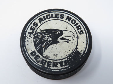 Vintage Les Aigles Noirs Berthier Minor Game Used Hockey Puck! Great Usage!