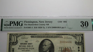 $10 1929 Flemington New Jersey NJ National Currency Bank Note Bill Ch. #892 VF30