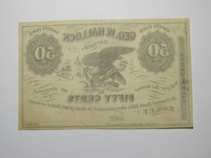 $.50 1862 Bath New York NY Obsolete Currency Note Bill Geo. W. Hallock UNC++