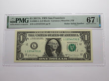 Load image into Gallery viewer, $1 2017 Radar Serial Number Federal Reserve Currency Bank Note Bill PMG UNC67EPQ