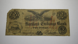 $2 1858 Hartford Indiana IN Obsolete Currency Bank Note Bill! Exchange Bank