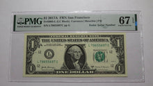 Load image into Gallery viewer, $1 2017 Radar Serial Number Federal Reserve Currency Bank Note Bill PMG UNC67EPQ