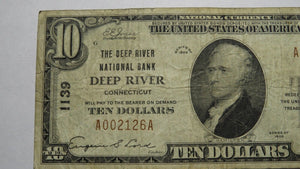 $10 1929 Deep River Connecticut CT National Currency Bank Note Bill Ch. #1139