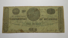 Load image into Gallery viewer, $1 1861 Richmond Virginia VA Obsolete Currency Bank Note Bill Corporation of VA