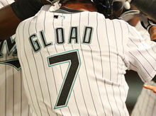 Load image into Gallery viewer, 2009 Ross Gload Florida Marlins Game Used Worn MLB Baseball Jersey! Miami Signed