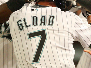 2009 Ross Gload Florida Marlins Game Used Worn MLB Baseball Jersey! Miami Signed