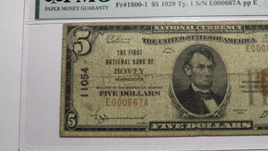 $5 1929 Bovey Minnesota MN National Currency Bank Note Bill Ch. #11054 F12 PMG