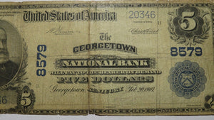 $5 1902 Georgetown Kentucky KY National Currency Bank Note Bill Ch. #8579 RARE