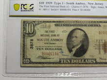 Load image into Gallery viewer, $10 1929 South Amboy New Jersey National Currency Bank Note Bill #3878 VF20 PCGS