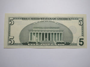 $5 1999 Gutter Fold Error Federal Reserve Bank Note Currency Bill Crisp UNC+++