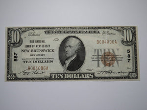 $10 1929 New Brunswick New Jersey National Currency Bank Note Bill Ch. #587 VF++