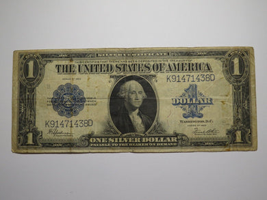 $1 1923 Silver Certificate Large Bank Note Bill Blue Seal One Dollar Good