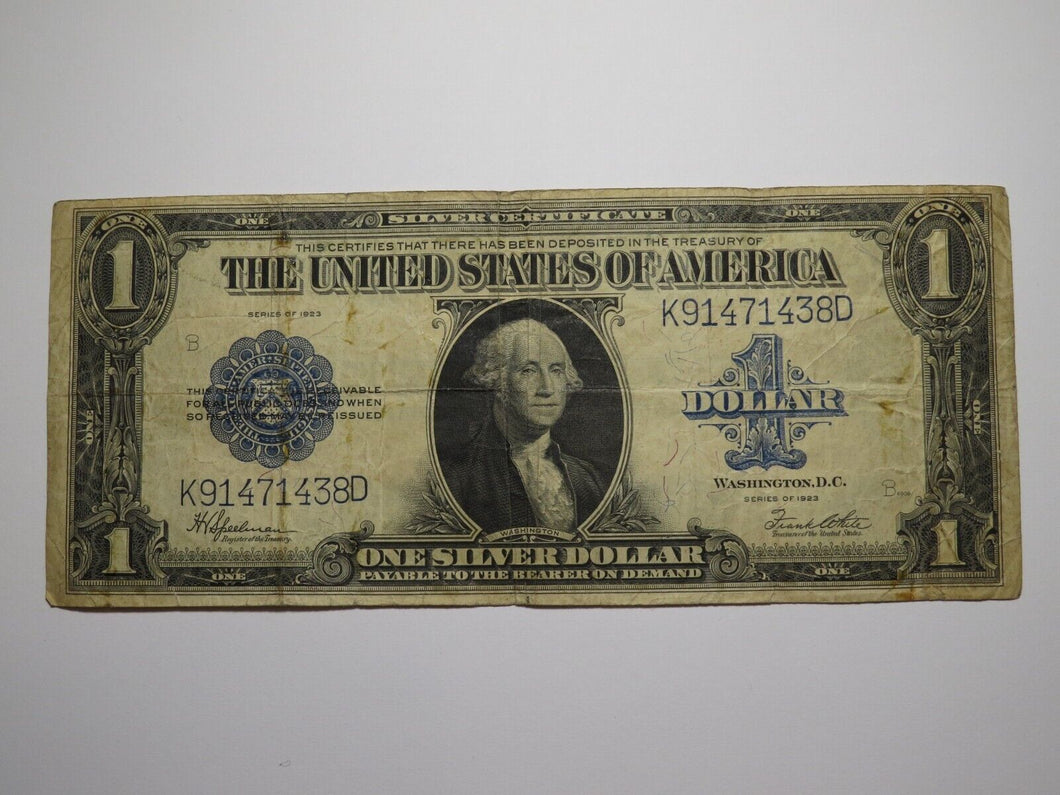 $1 1923 Silver Certificate Large Bank Note Bill Blue Seal One Dollar Good