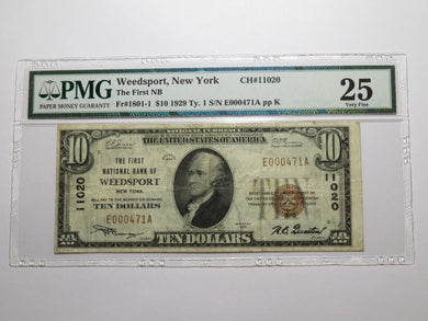 $10 1929 Weedsport New York NY National Currency Bank Note Bill Ch. #11020 VF25