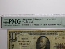 Load image into Gallery viewer, $10 1929 Braymer Missouri MO National Currency Bank Note Bill Charter #7351 VF20