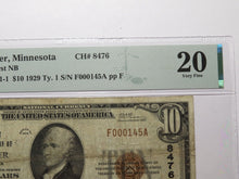 Load image into Gallery viewer, $10 1929 Walker Minnesota MN National Currency Bank Note Bill Ch #8476 VF20 PMG