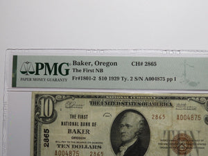 $20 1929 Baker City Oregon OR National Currency Bank Note Bill Ch #2865 VF30 PMG