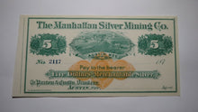 Load image into Gallery viewer, $5 187_ Austin Nevada NV Manhattan Silver Mining Company Remainder Uncirculated+