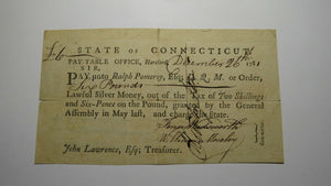 1781 Six Pounds Connecticut Pay Table Colonial Currency Note! Wadsworth Pomeroy