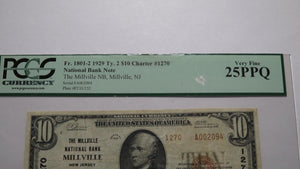 $10 1929 Millville New Jersey NJ National Currency Bank Note Bill #1270 VF! PCGS