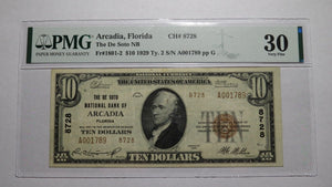 $10 1929 Arcadia Florida FL National Currency Bank Note Bill Ch. #8728 VF30 PMG