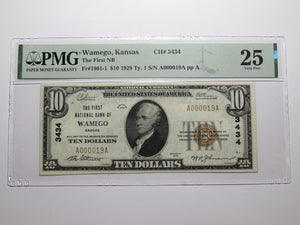 $10 1929 Wamego Kansas KS National Currency Bank Note Bill Ch. #3434 VF25