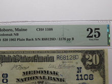 Load image into Gallery viewer, $20 1902 Waldoboro Maine ME National Currency Bank Note Bill #1108 VF25 PMG