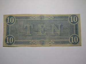 $10 1864 Richmond Virginia VA Confederate Currency Bank Note Bill RARE T68 VF+