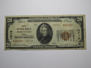 $20 1929 Portland Maine ME National Currency Bank Note Bill Charter #13716 FINE