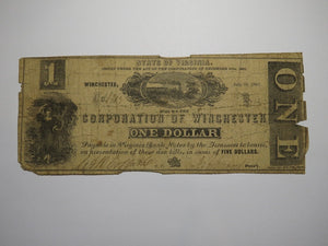 $1 1861 Winchester Virginia VA Obsolete Currency Bank Note Bill Corp. of Win.