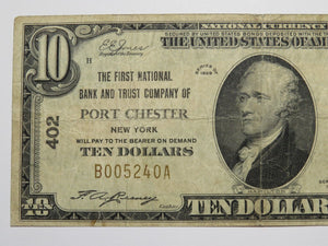 $10 1929 Port Chester New York NY National Currency Bank Note Bill Ch. #402 FINE