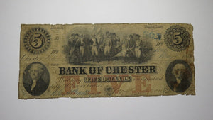 $5 1856 Chester South Carolina SC Obsolete Currency Bank Note Bill! Five Dollars