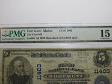 Load image into Gallery viewer, $5 1902 Fort Kent Maine ME National Currency Bank Note Bill Ch. #11403 PMG F15