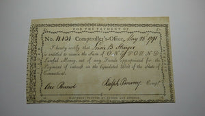 1791 One Pound Connecticut Comptroller's Office Colonial Currency Note Pomeroy!