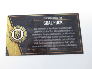 2021-22 Evgenii Dadonov Vegas Golden Knights Game Used NHL Goal Puck Carrier A.