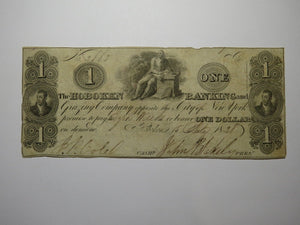 $1 1828 Hoboken New Jersey NJ Obsolete Currency Bank Note Bill Grazing Company