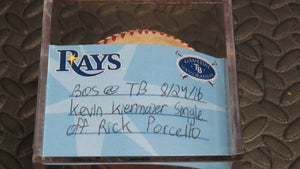 2016 Kevin Kiermaier Tampa Bay Rays Game Used Single Hit Baseball! Rick Porcello