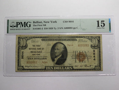 $10 1929 Belfast New York NY National Currency Bank Note Bill Ch. #9644 F15 PMG