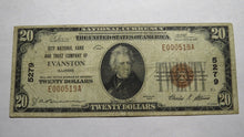 Load image into Gallery viewer, $20 1929 Evanston Illinois IL National Currency Bank Note Bill Ch. #5279 FINE!