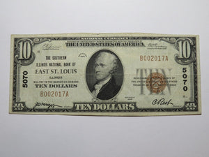 $10 1929 East St. Louis Illinois IL National Currency Bank Note Bill Ch #5070 VF