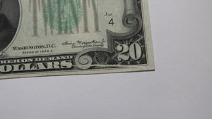 $20 1934-A Gutter Fold Error Cleveland Federal Reserve Bank Note Currency Bill