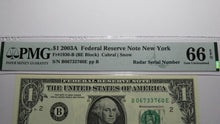 Load image into Gallery viewer, $1 2003 Radar Serial Number Federal Reserve Currency Bank Note Bill PMG UNC66EPQ