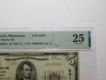 Load image into Gallery viewer, $5 1929 Morris Minnesota MN National Currency Bank Note Bill Ch. #6310 VF25 PMG