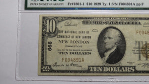 $10 1929 New London Connecticut CT National Currency Bank Note Bill 666 VF25 PMG