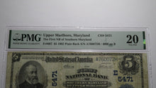 Load image into Gallery viewer, $5 1902 Upper Marlboro Maryland MD National Currency Bank Note Bill #5471 VF20